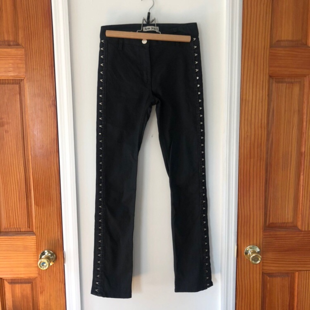 Acne Tornado Skinny Jeans Waxed Black Size 24